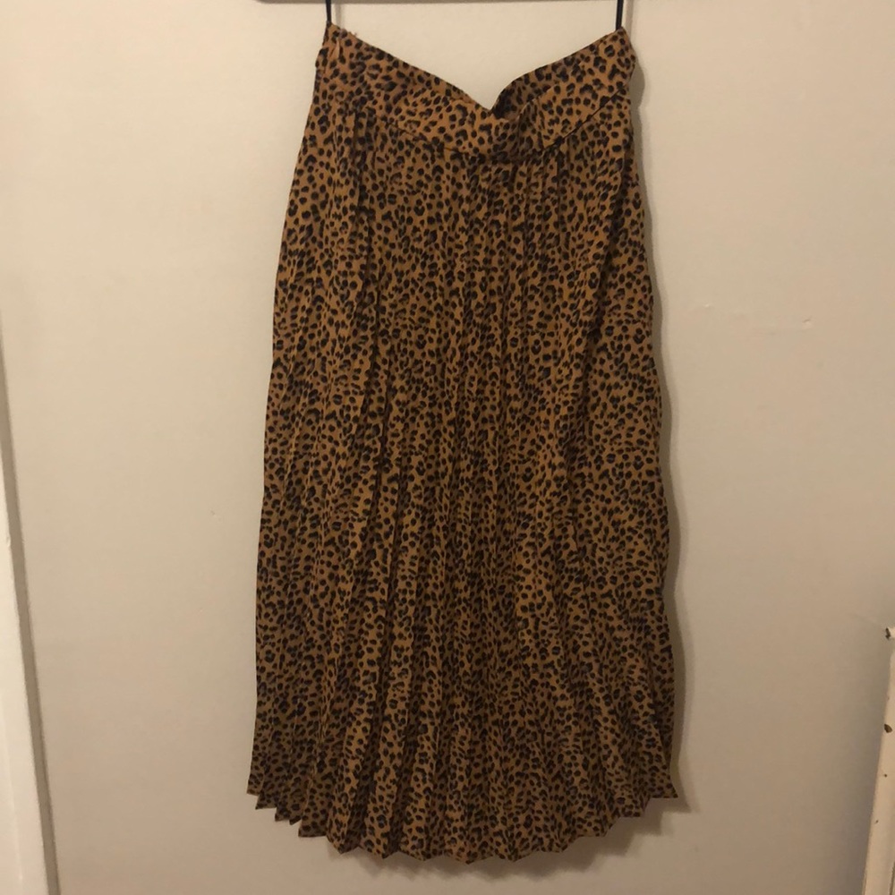 SHEIN animal print, pleated high waist midi skirt